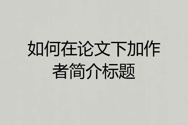 如何在论文下加作者简介标题