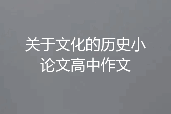 关于文化的历史小论文高中作文