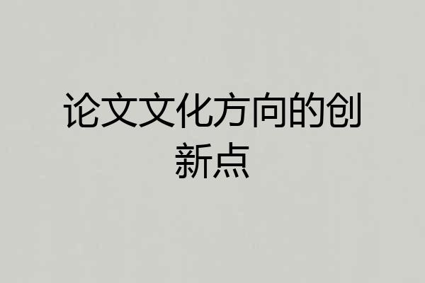 论文文化方向的创新点