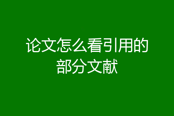 论文怎么看引用的部分文献