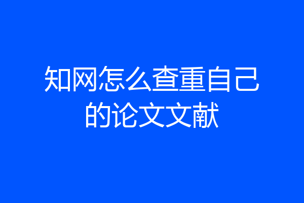 知网怎么查重自己的论文文献