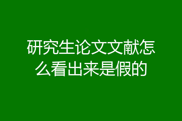 研究生论文文献怎么看出来是假的