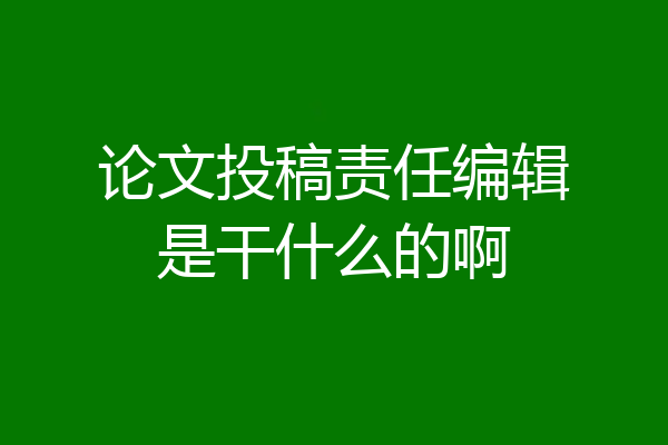 论文投稿责任编辑是干什么的啊
