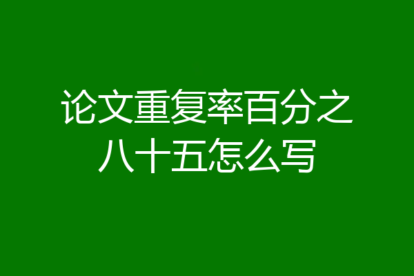 论文重复率百分之八十五怎么写