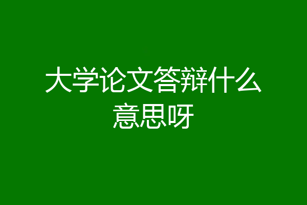 大学论文答辩什么意思呀
