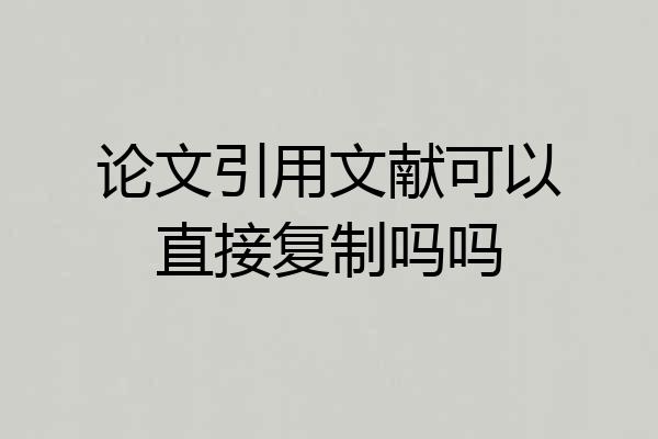 论文引用文献可以直接复制吗吗