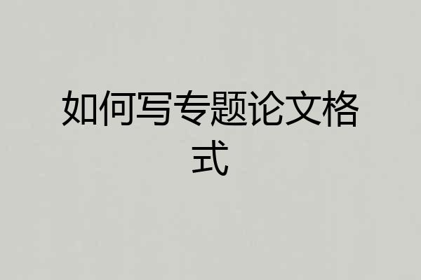 如何写专题论文格式