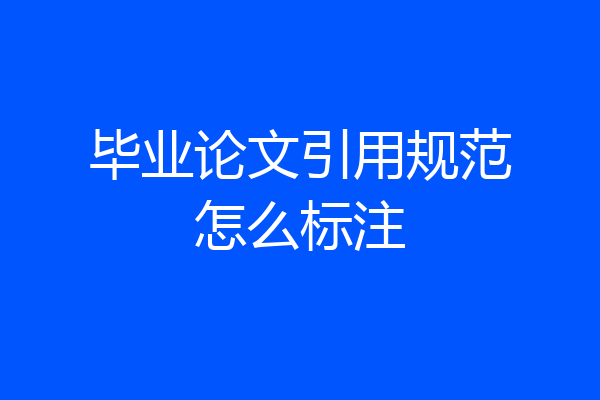 毕业论文引用规范怎么标注