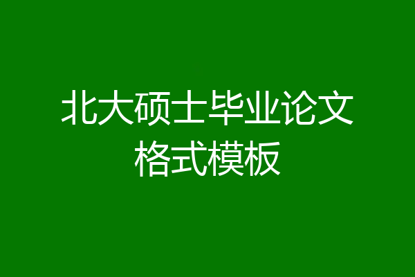 北大硕士毕业论文格式模板