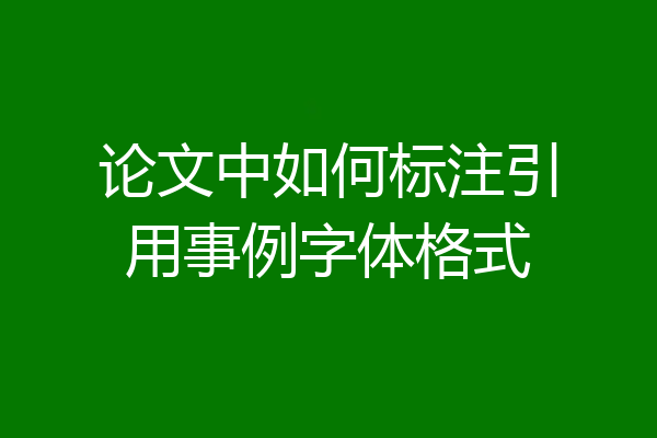 论文中如何标注引用事例字体格式