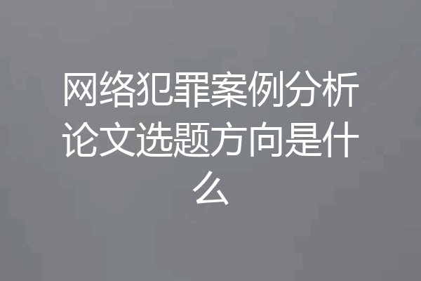 网络犯罪案例分析论文选题方向是什么