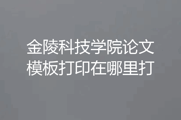 金陵科技学院论文模板打印在哪里打