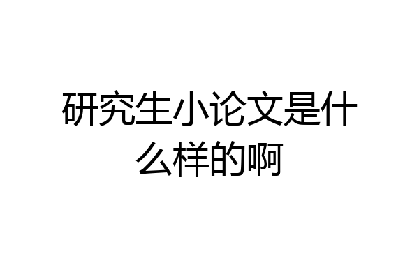 研究生小论文是什么样的啊