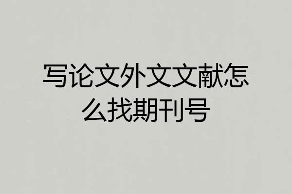 写论文外文文献怎么找期刊号