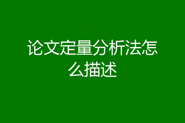 论文定量分析法怎么描述