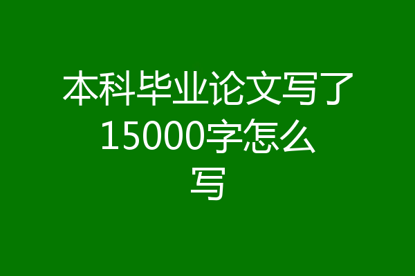 本科毕业论文写了15000字怎么写