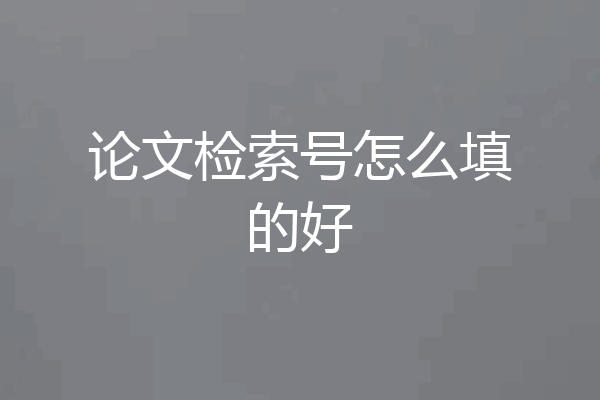 论文检索号怎么填的好