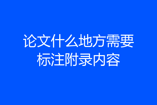 论文什么地方需要标注附录内容