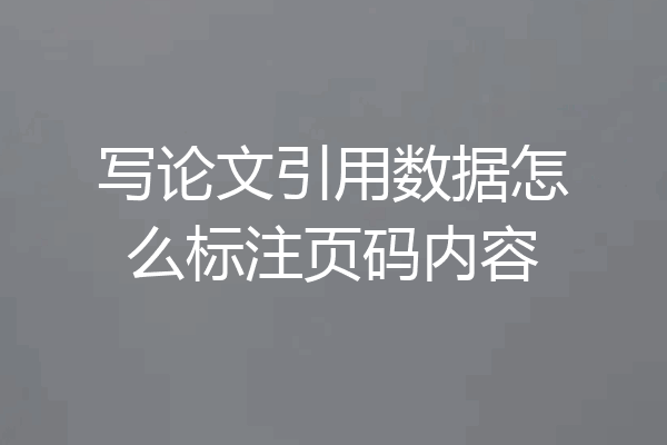 写论文引用数据怎么标注页码内容