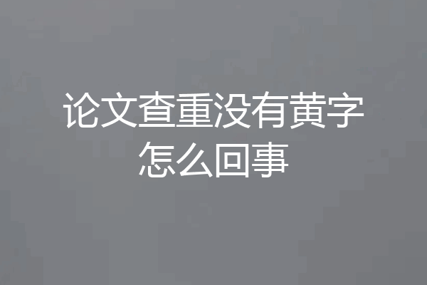 论文查重没有黄字怎么回事
