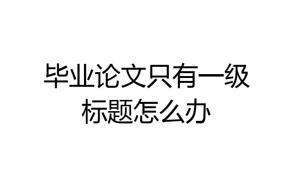毕业论文只有一级标题怎么办