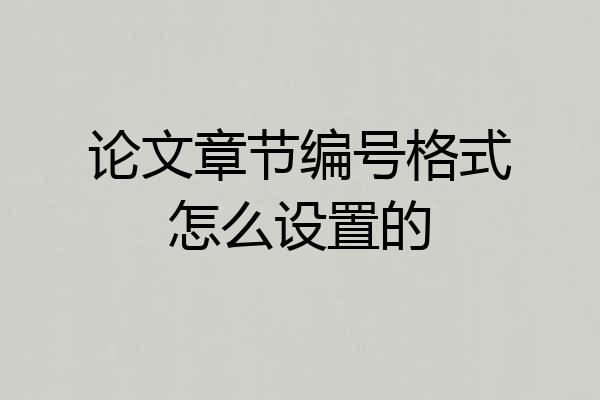 论文章节编号格式怎么设置的