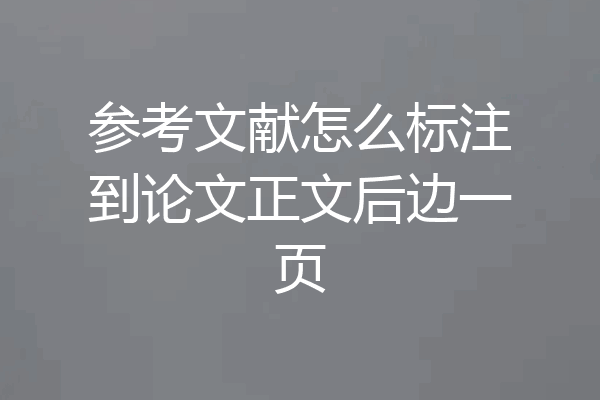 参考文献怎么标注到论文正文后边一页