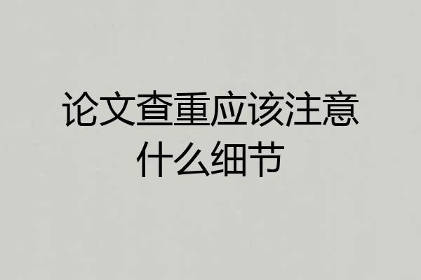 论文查重应该注意什么细节