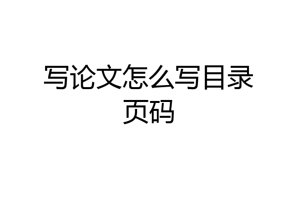 写论文怎么写目录页码