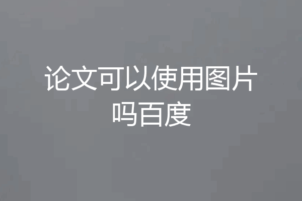 论文可以使用图片吗百度