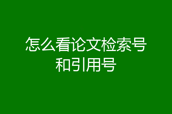 怎么看论文检索号和引用号
