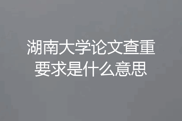 湖南大学论文查重要求是什么意思