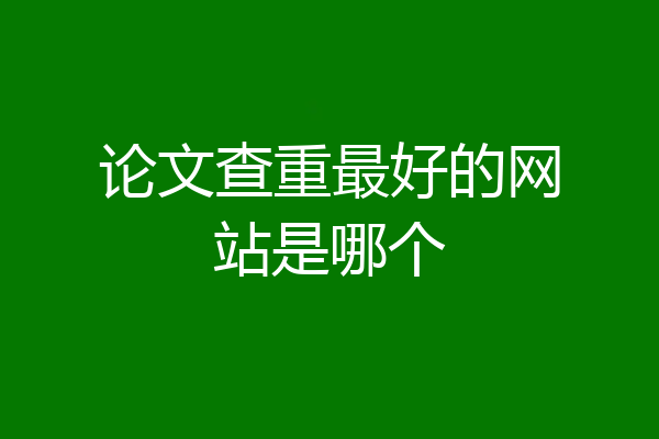 论文查重最好的网站是哪个