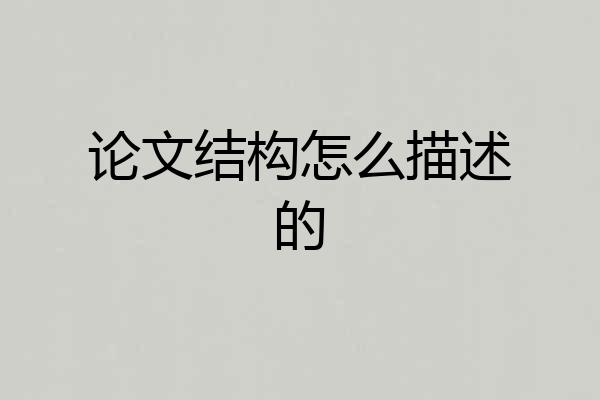 论文结构怎么描述的