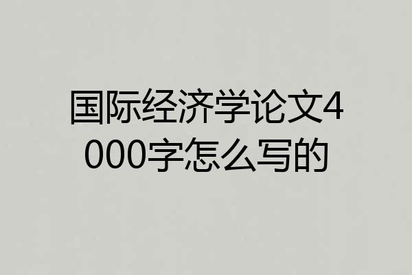 国际经济学论文4000字怎么写的