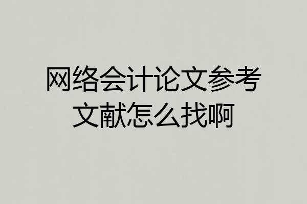 网络会计论文参考文献怎么找啊