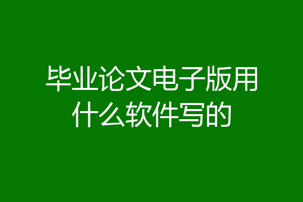 毕业论文电子版用什么软件写的