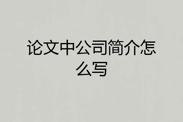 论文中公司简介怎么写