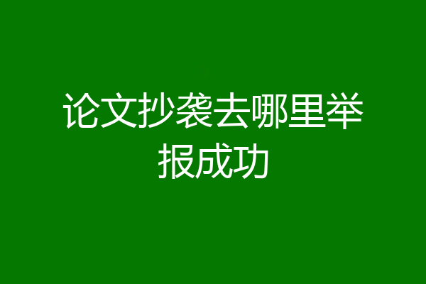 论文抄袭去哪里举报成功