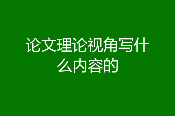 论文理论视角写什么内容的