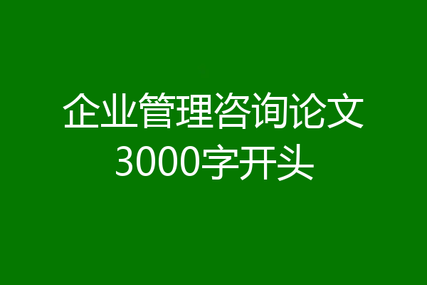 企业管理咨询论文3000字开头