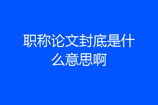 职称论文封底是什么意思啊