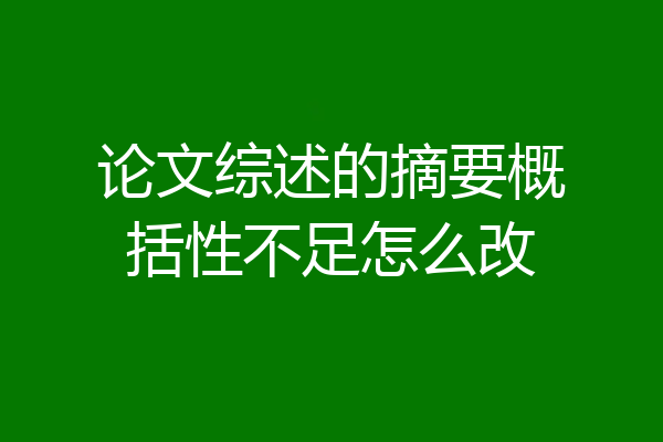 论文综述的摘要概括性不足怎么改