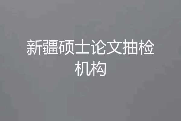新疆硕士论文抽检机构