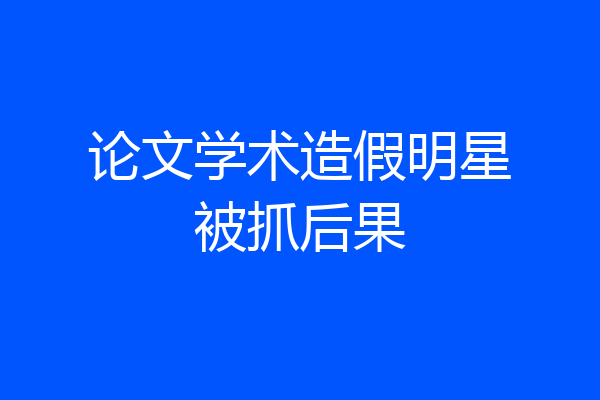 论文学术造假明星被抓后果