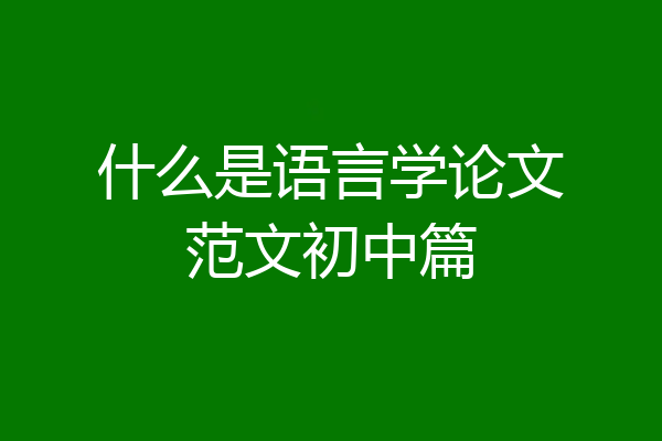 什么是语言学论文范文初中篇