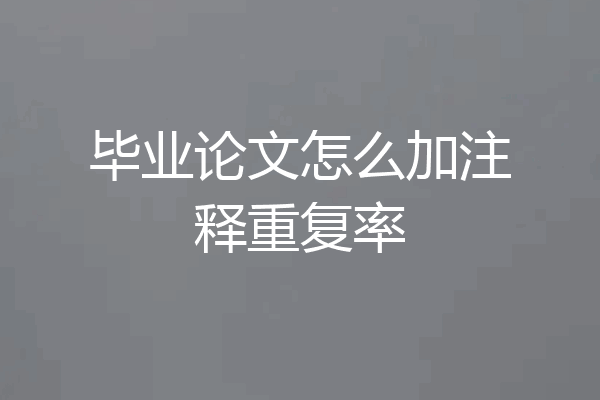 毕业论文怎么加注释重复率