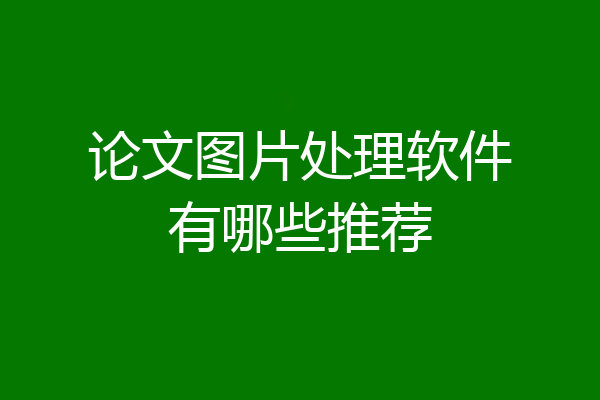 论文图片处理软件有哪些推荐