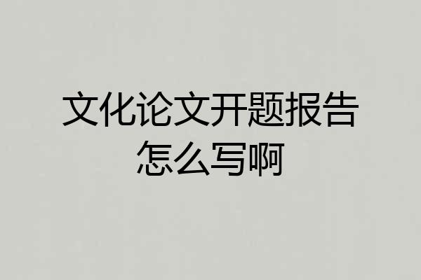 文化论文开题报告怎么写啊