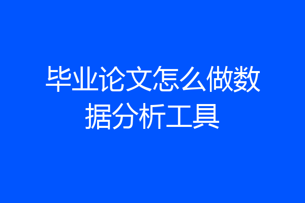 毕业论文怎么做数据分析工具
